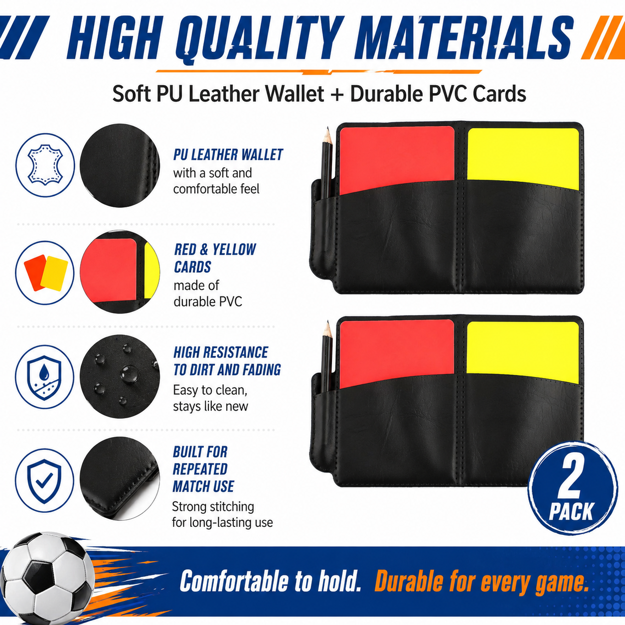 Soccer Referee Card Set, 2-Pack Red and Yellow Cards with Record Paper ,Warning Referee Kit for Football Volleyball Rugby Baseball Matches