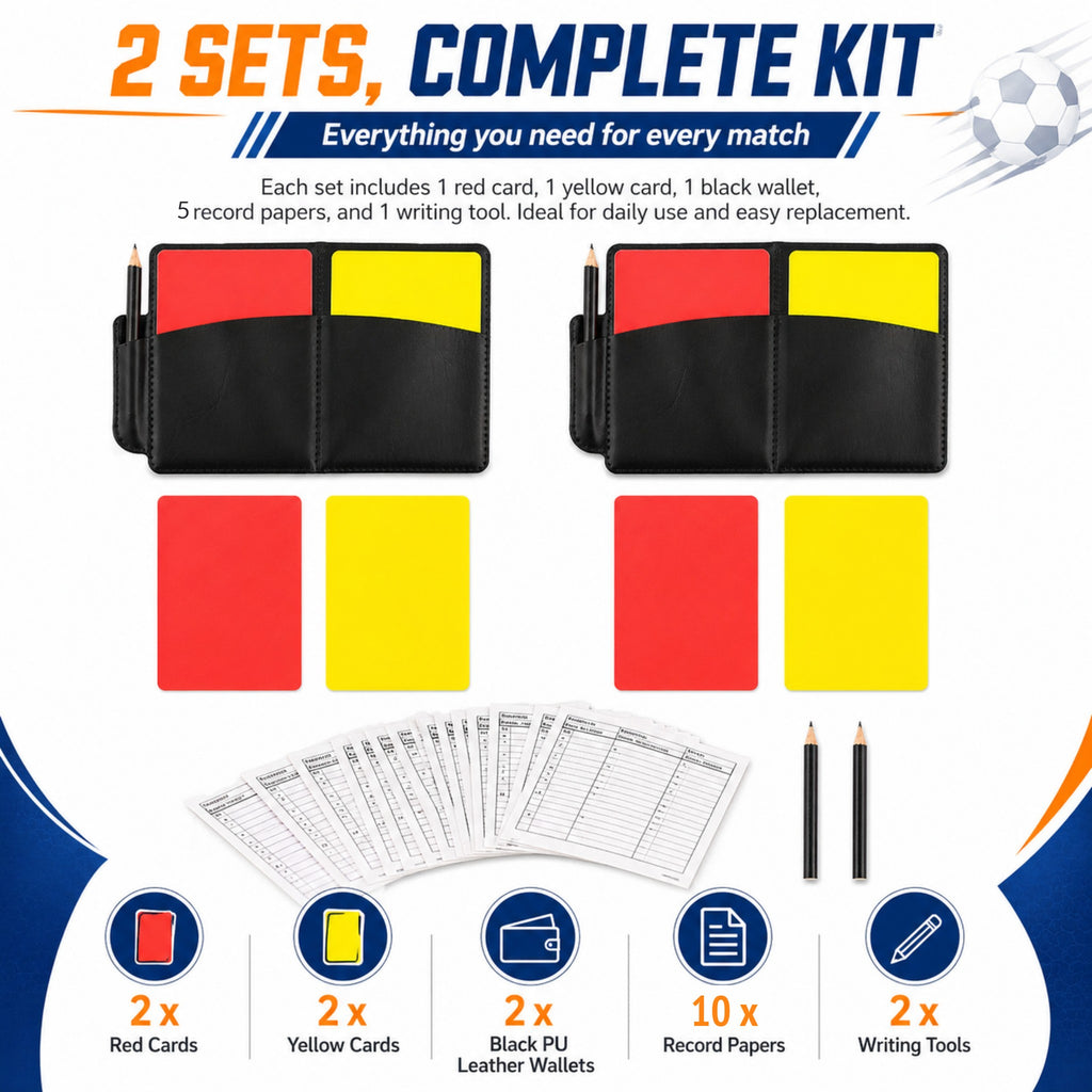 Soccer Referee Card Set, 2-Pack Red and Yellow Cards with Record Paper ,Warning Referee Kit for Football Volleyball Rugby Baseball Matches