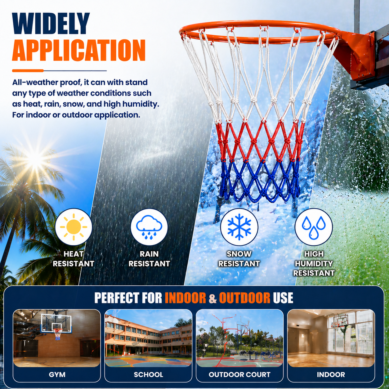 XICHENGSHIDAI 2 Pack Basketball Nets, All-Weather Heavy Duty Basketball Net Replacement for Standard 12-Loop Hoops, Durable Outdoor & Indoor Basketball Hoop Net